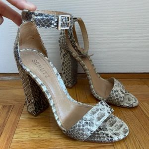 Schutz snakeskin heel sandal